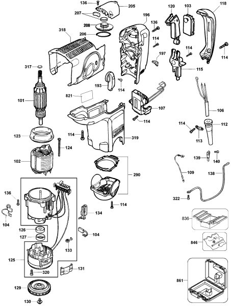 DEWALT Ersatzteile DREHHAMMER D25600K Typ: 1 QU