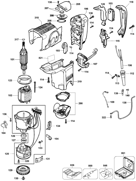 DEWALT Ersatzteile DREHHAMMER D25500K Typ: 1 QU