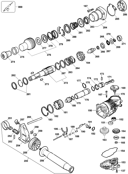 DEWALT Ersatzteile DREHHAMMER D25500K Typ: 1 QU