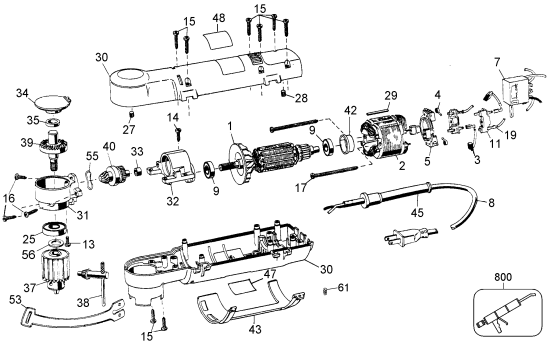 DEWALT Ersatzteile RIGHT ANGLE DRILL DW160 Typ: 3 QU