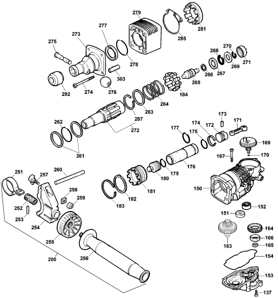 DEWALT Ersatzteile DREHHAMMER D25550K Typ: 1 QU