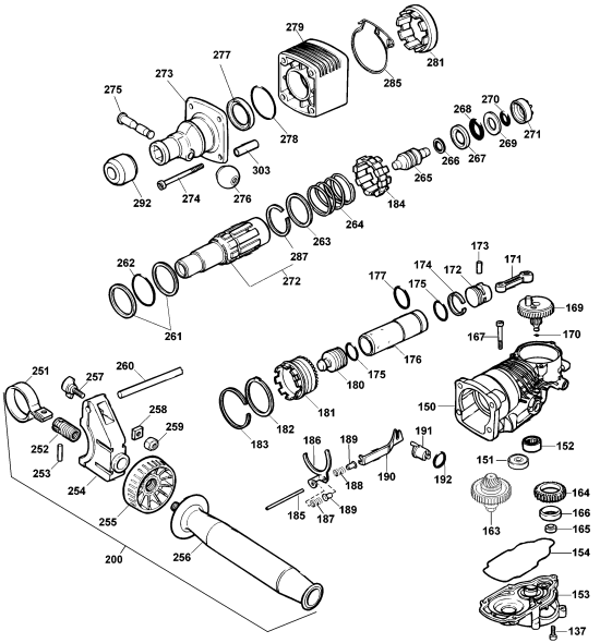 DEWALT Ersatzteile DREHHAMMER D25551K Typ: 1 QU