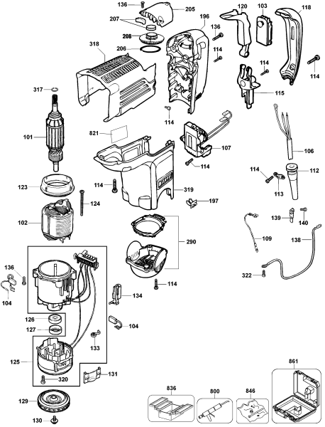 DEWALT Ersatzteile MEISSELHAMMER D25850K Typ: 1 QU
