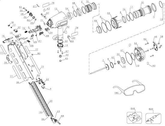 DEWALT Ersatzteile 90 MM STREIFENNAGLER D51822 Typ: 1 QU