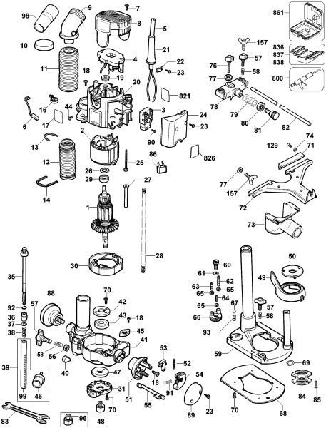 DEWALT Ersatzteile FRÄSMASCHINE DW621 Typ: 2 QU