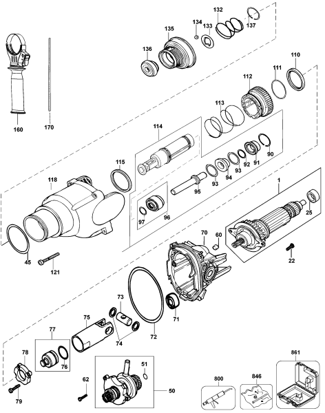 DEWALT Ersatzteile HAMMER D25101K Typ: 1 QU