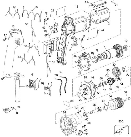 DEWALT Ersatzteile BOHRER DW221 Typ: A1 QS
