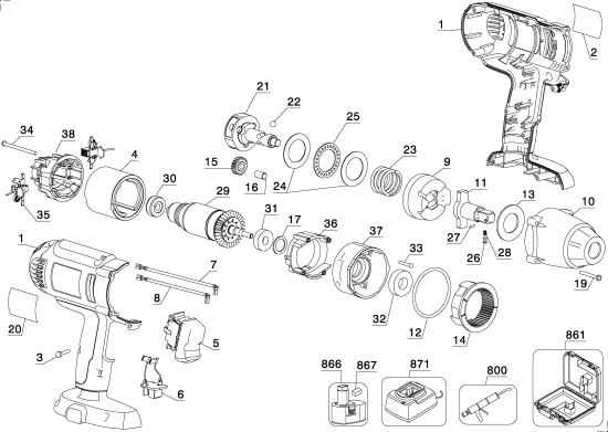 DEWALT Ersatzteile DCF059KL Typ: 1 QU