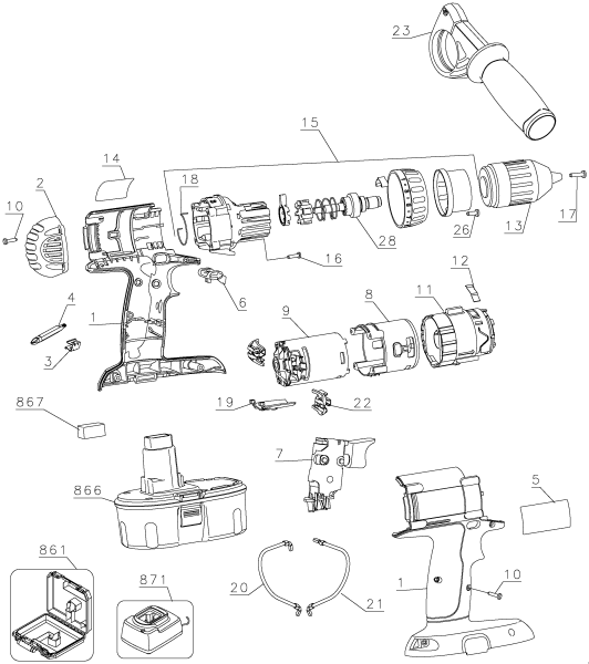 DEWALT Ersatzteile DC988KA Typ: 1 QU