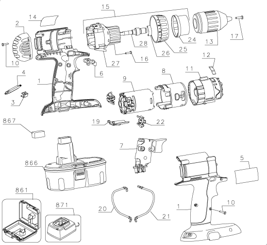 DEWALT Ersatzteile DC980KA Typ: 1 QU