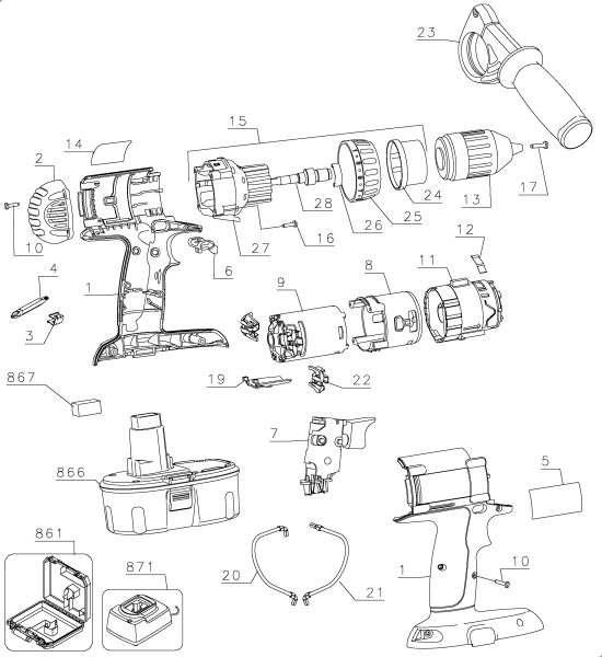 DEWALT Ersatzteile DC987KA Typ: 1 QU