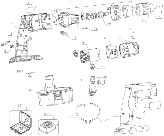 DEWALT Ersatzteile BOHRHAMMER DC985KA Typ: 1 QU