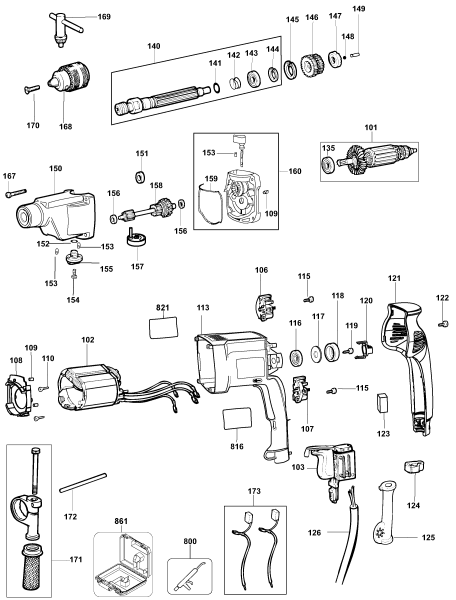 DEWALT Ersatzteile BOHRHAMMER DW515K Typ: 4 QU
