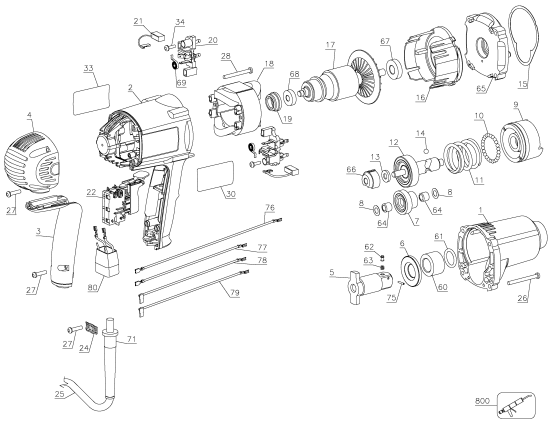 DEWALT Ersatzteile SCHLAGSCHRAUBENSCHL. DW292 Typ: 1 QS