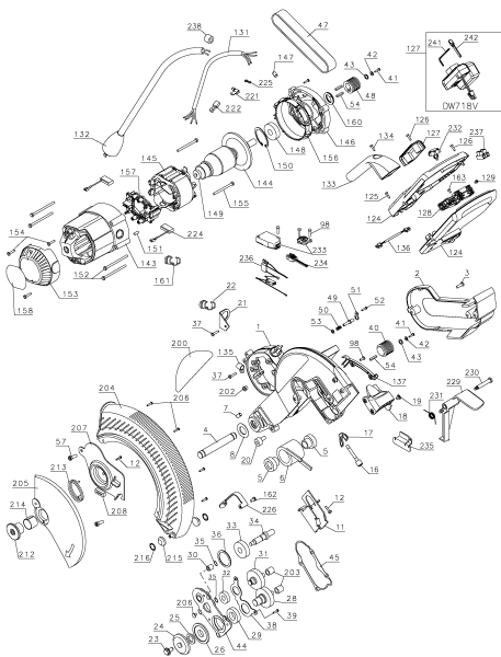 DEWALT Ersatzteile GEHRUNGSSÄGE DW718 Typ: 1 QS