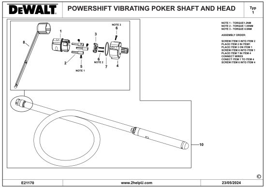 DEWALT Ersatzteile BETONVERDICHTER DCPS3382 Typ: 1 QU