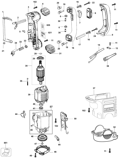 DEWALT Ersatzteile MEISSELHAMMER D25840K Typ: 1 QU