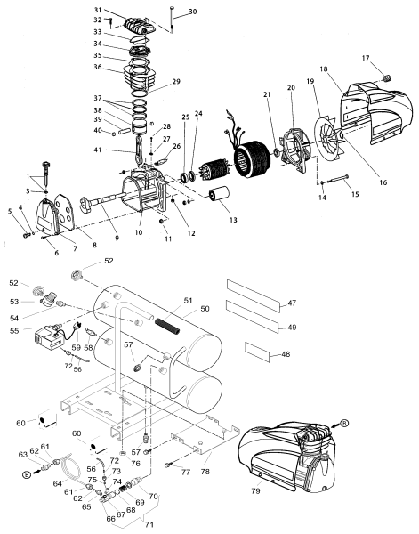 DEWALT Ersatzteile KOMPRESSOR D55151 Typ: 3 QU