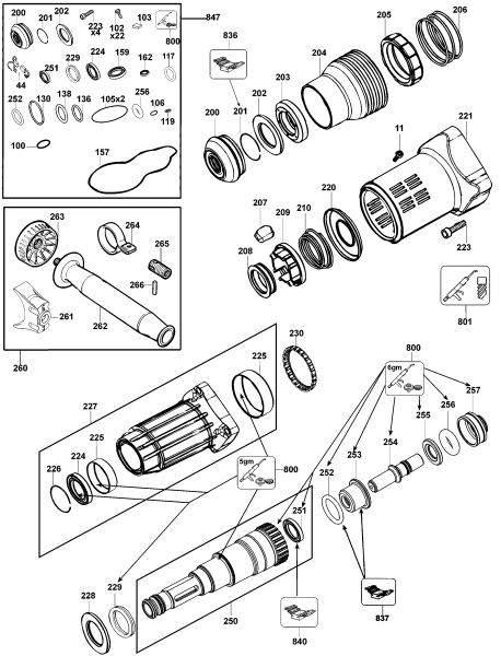 DEWALT Ersatzteile DREHHAMMER D25730K Typ: 1 QU