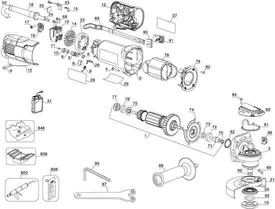 DEWALT Ersatzteile KLEINER WINKELSCHLEIFER D28131 Typ: 1 QU