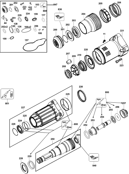 DEWALT Ersatzteile MEISSELHAMMER D25890K Typ: 1 QU
