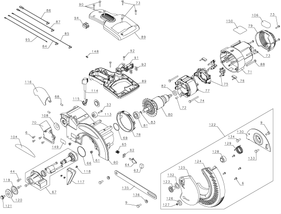 DEWALT Ersatzteile GEHRUNGSSÄGE DW712 Typ: 2 QU