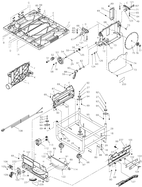 DEWALT Ersatzteile TISCH SAGEN DW745 Typ: 1 QU