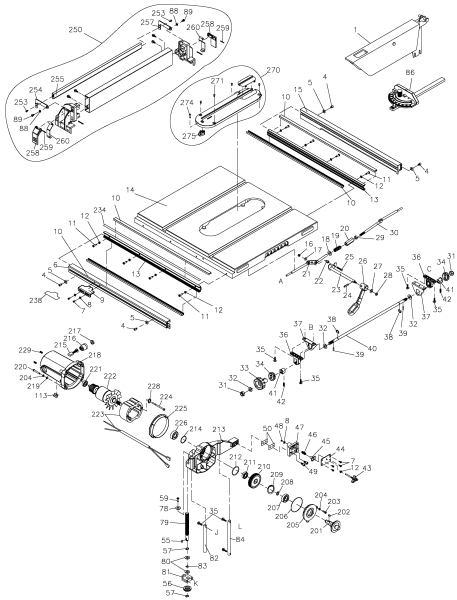 DEWALT Ersatzteile TISCH SAGEN DW745 Typ: 1 QU