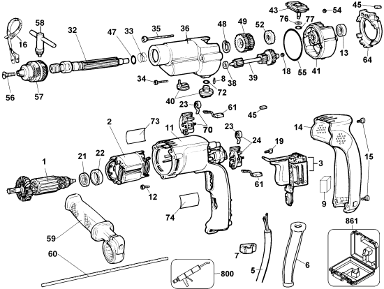 DEWALT Ersatzteile BOHRHAMMER DW505 Typ: 3 QU