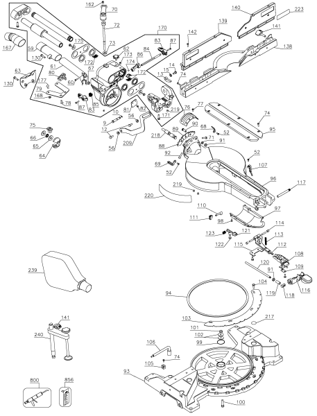 DEWALT Ersatzteile GEHRUNGSSÄGE DW718 Typ: 2 QU