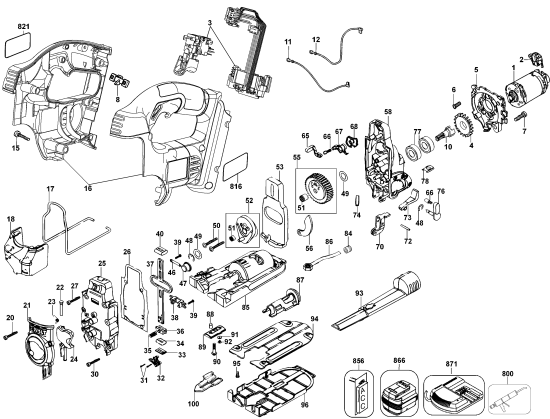 DEWALT Ersatzteile AKKU-STICHSÄGE DC308KL Typ: 1 QW