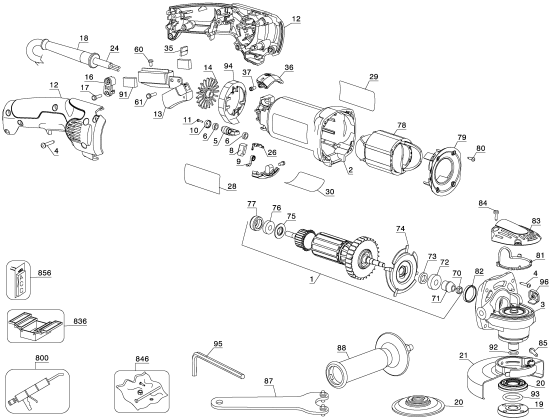 DEWALT Ersatzteile KLEINER WINKELSCHLEIFER D28065 Typ: 1 QU