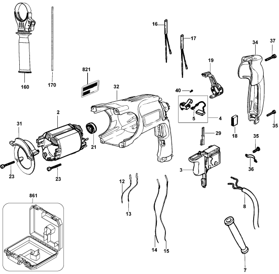 DEWALT Ersatzteile DREHHAMMER D25111K Typ: 1 QU