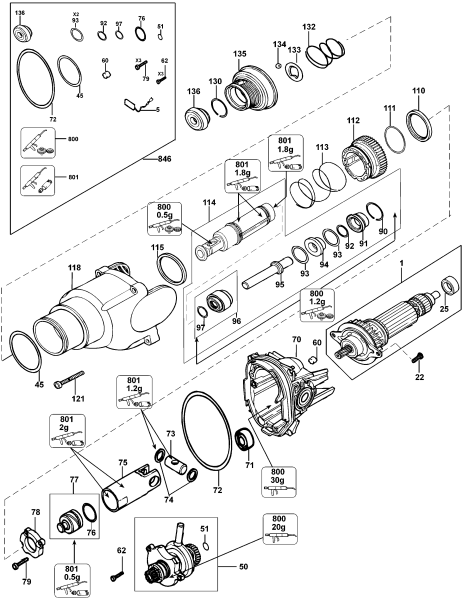DEWALT Ersatzteile DREHHAMMER D25111K Typ: 1 QU