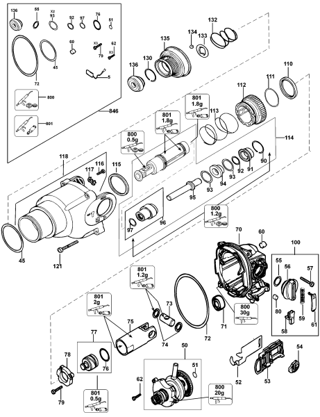 DEWALT Ersatzteile DREHHAMMER D25313K Typ: 1 QU