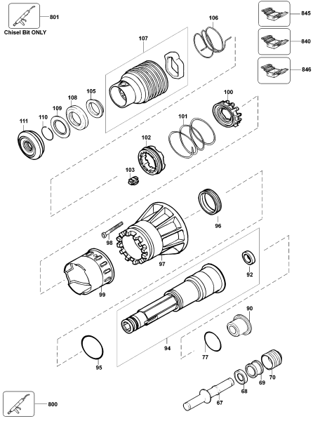 DEWALT Ersatzteile MEISSELHAMMER D25941K Typ: 2 QU