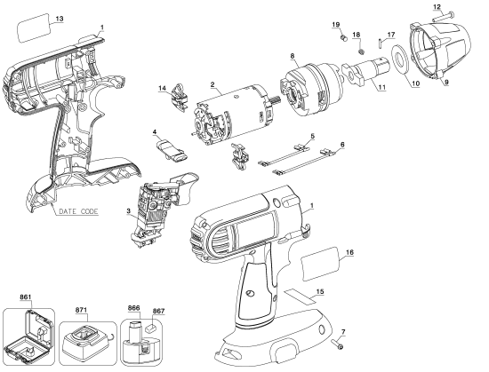DEWALT Ersatzteile DC821B Typ: 1 QU