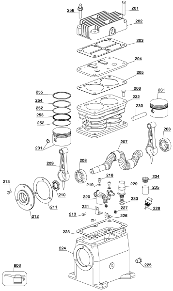 DEWALT Ersatzteile KOMPRESSOR D55672 Typ: 1 QU