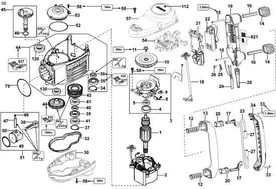 DEWALT Ersatzteile MEISSELHAMMER D25941K Typ: 3 QU