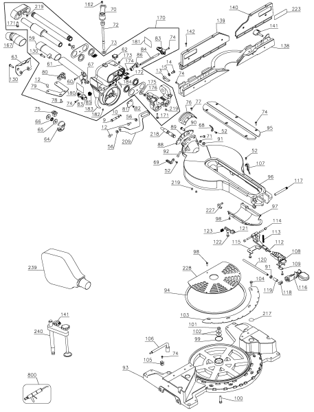 DEWALT Ersatzteile GEHRUNGSSÄGE DW718 Typ: 2 QS