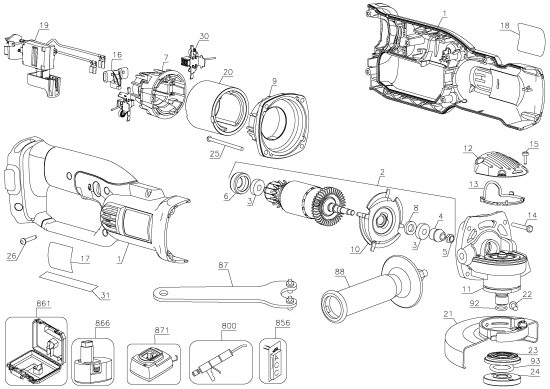 DEWALT Ersatzteile KLEINER WINKELSCHLEIFER DC411 Typ: 1 XJ