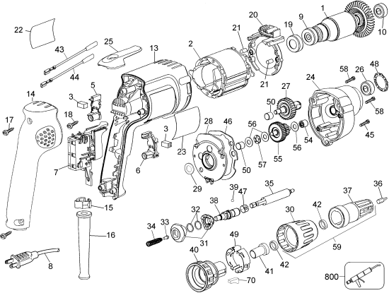 DEWALT Ersatzteile SCHRAUBENDREHER DW257 Typ: 5 QU