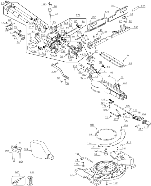 DEWALT Ersatzteile GEHRUNGSSÄGE DW717XPS Typ: 1 QS
