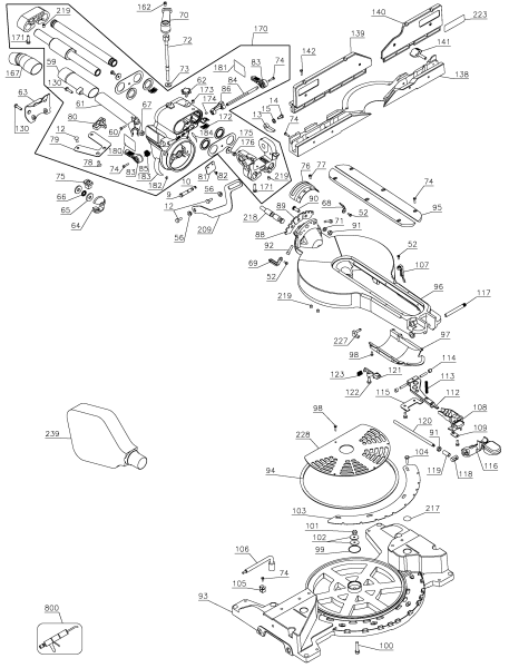 DEWALT Ersatzteile GEHRUNGSSÄGE DW718XPS Typ: 2 QS