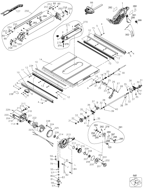 DEWALT Ersatzteile TISCH SAGEN DW745 Typ: 2 QU