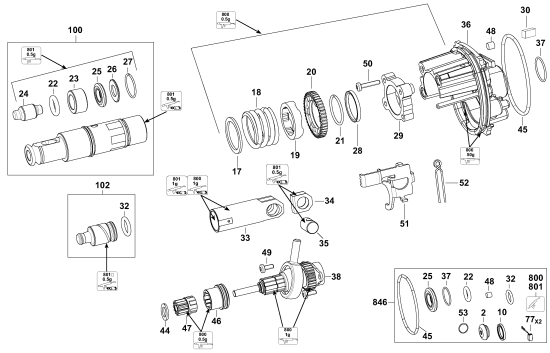 DEWALT Ersatzteile DREHHAMMER D25012K Typ: 1 QU