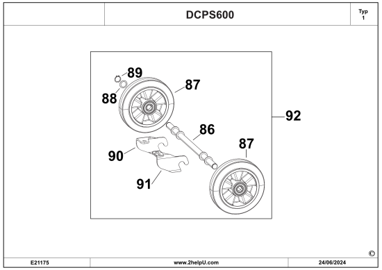 DEWALT Ersatzteile LANGHUBRADWAGEN DCPS600 Typ: 1 QU