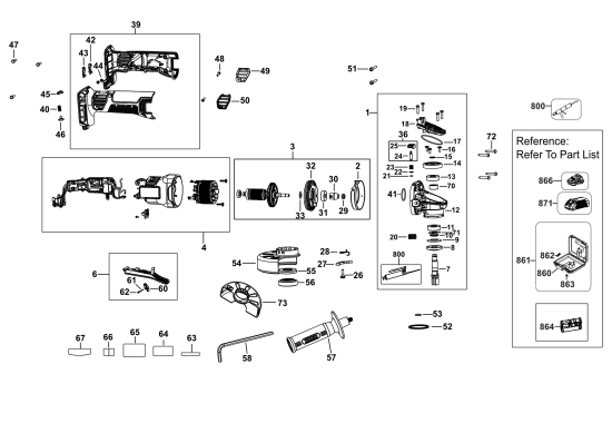 DEWALT Ersatzteile KLEINER WINKELSCHLEIFER DCG406N Typ: 2 XJ