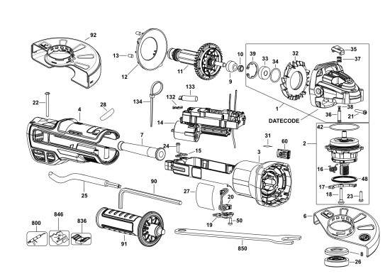 DEWALT Ersatzteile KLEINER WINKELSCHLEIFER DWE4347 Typ: 2 QS