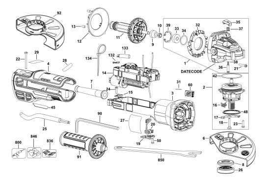 DEWALT Ersatzteile KLEINER WINKELSCHLEIFER DWE4369 Typ: 2 QS